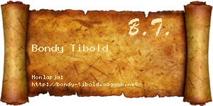 Bondy Tibold névjegykártya